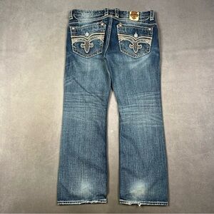 Rock Revival Blue Denim Jeans with Embroidery